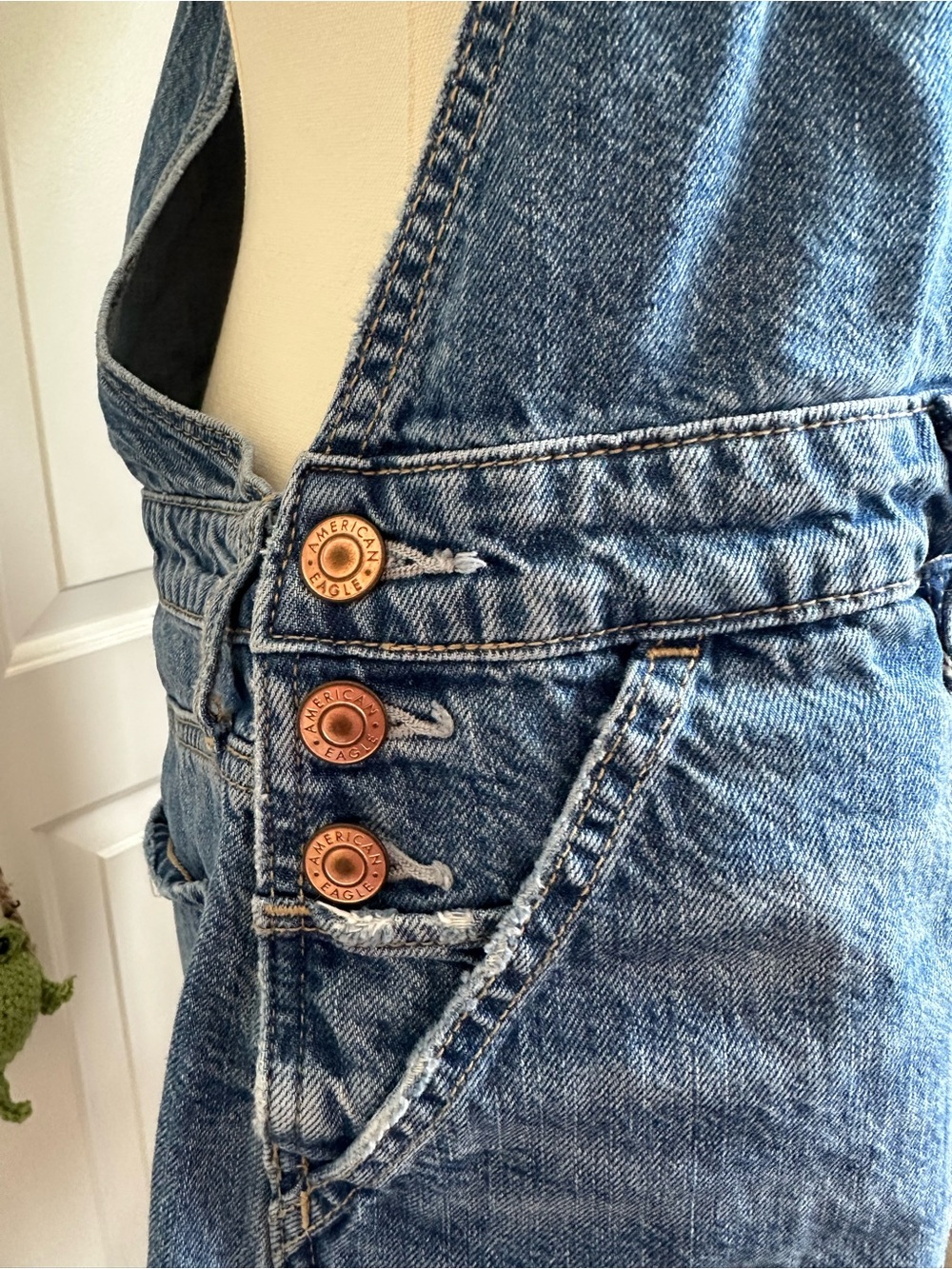 American Eagle Denim Short Overalls - Light Blue Women - Picture 8 of 12